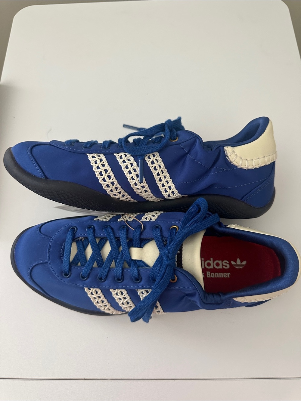 adidas Wales Bonner collab Karintha Lo Satin Sneakers in royal blue